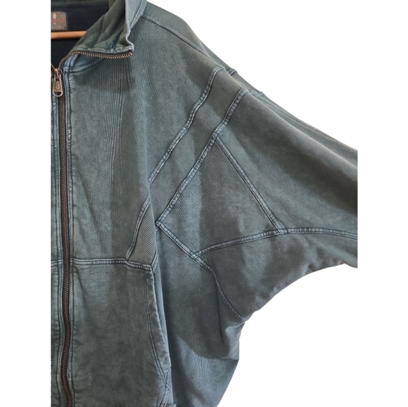 Free People Movement All Your Love Hoodie Medium Blue Teal Oversized Jacket - Picture 2 of 9